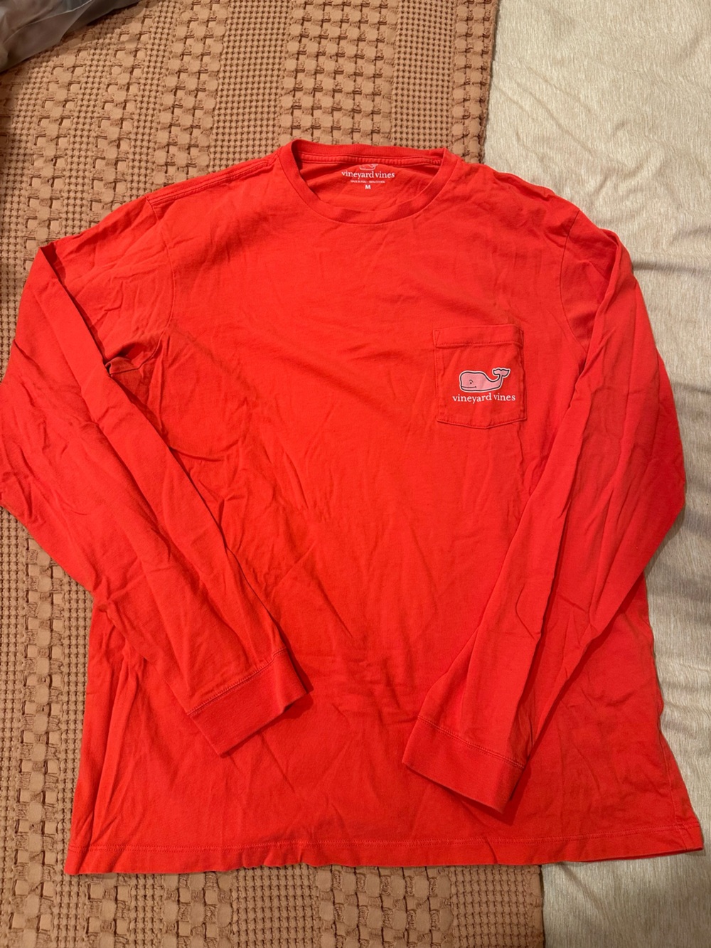 Vineyard Vines Men’s Bright Red Long-Sleeve Pocket Tee